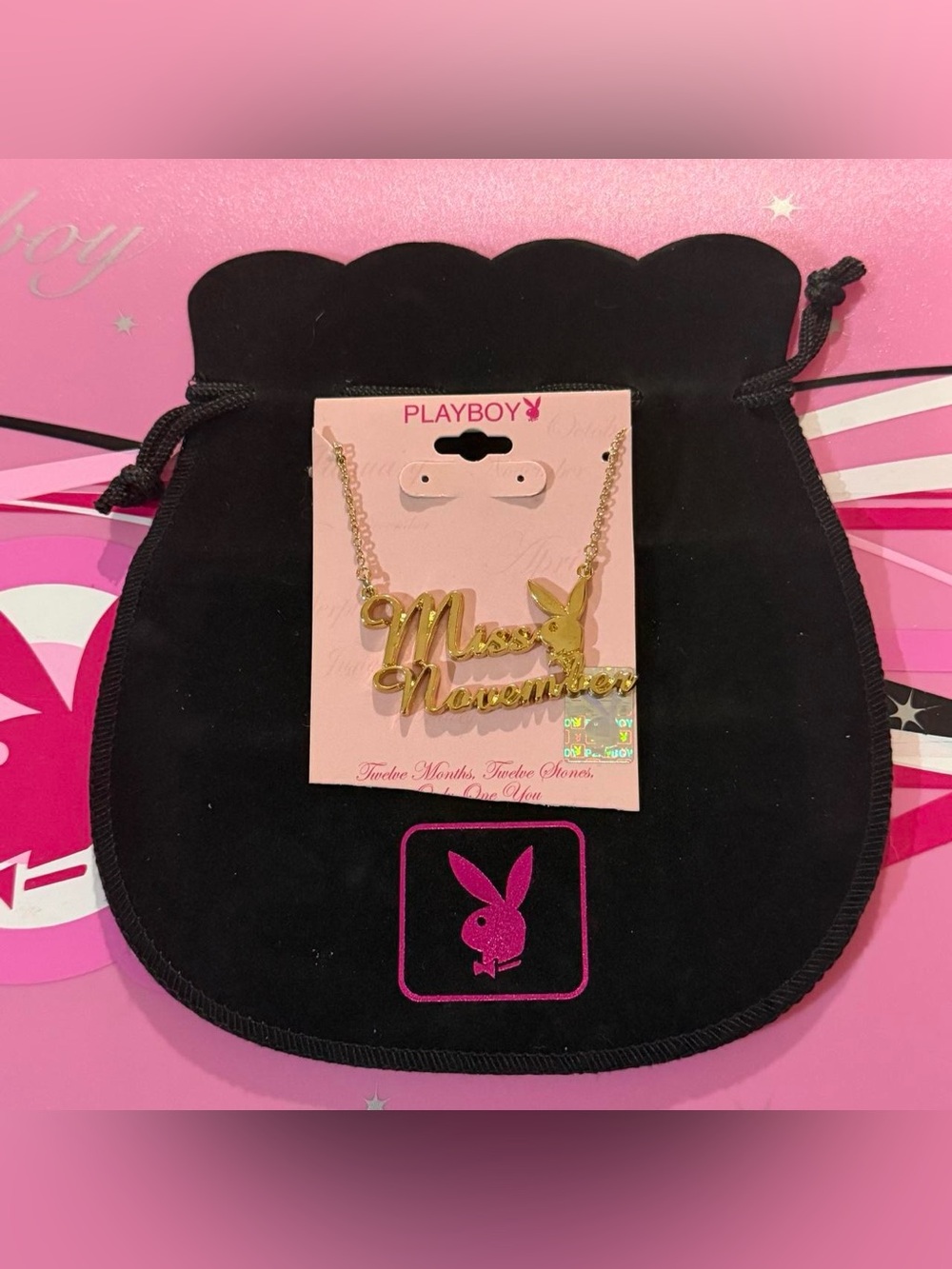 Playboy miss November gold necklace NWT
